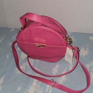 Timw N Tru Pink Round Crossbody Bag with Gold Accent
